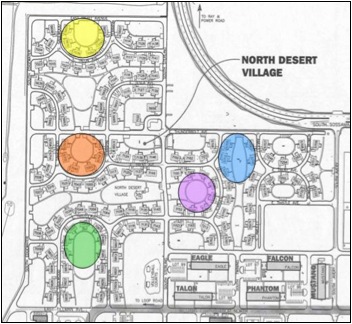 North Desert Village map highlighting treatment and control areas