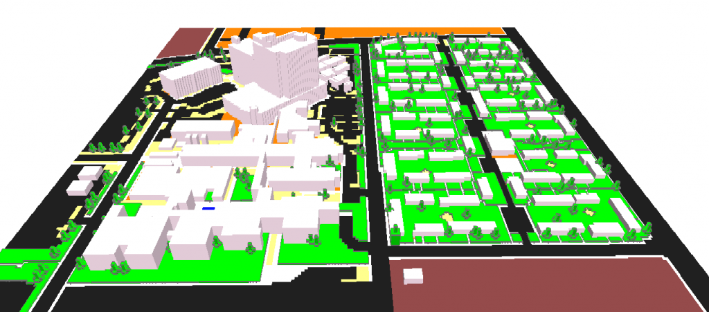 3D rendering of a neighborhood