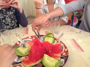watermelon dinner table