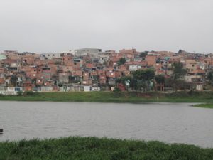 The favelas (slums) near Billings Reservoir