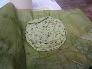 Flour tortillas are enriched with greens