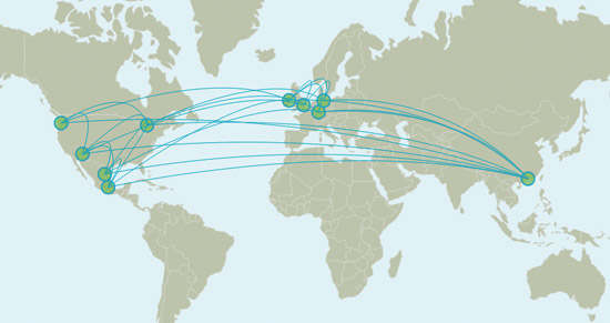 Map of international Global Consortium initiatives